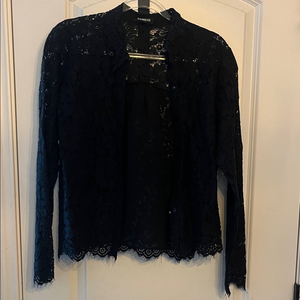 Express Black Lace Top